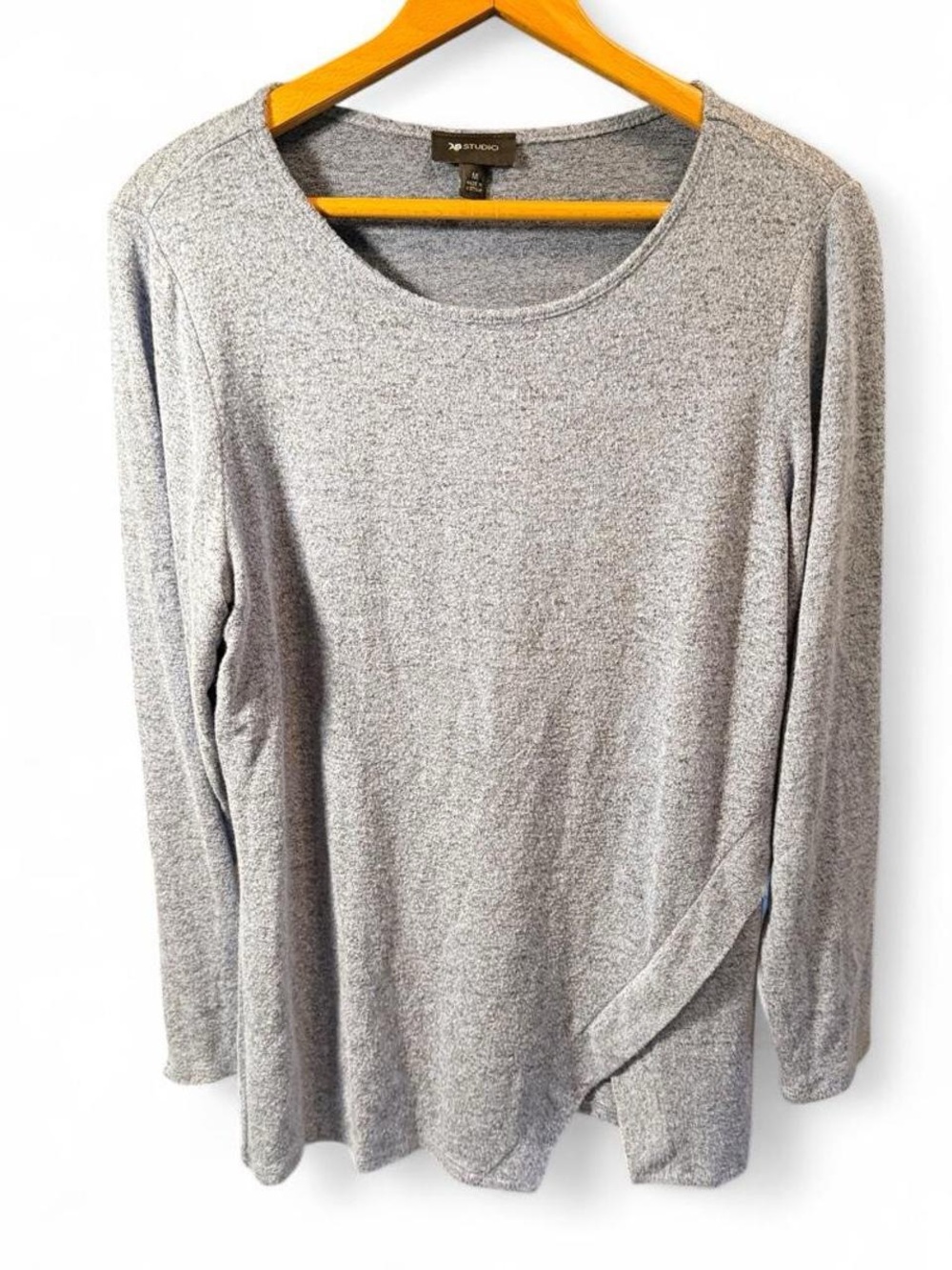 AB Studio Light Gray Long-Sleeve Knit Top